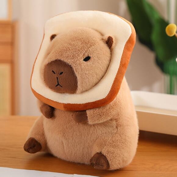 Cute Capybara Plush Toy with Toast Hat – 11.8" Soft Stuffed Animal Pillow - Picture 1 of 3